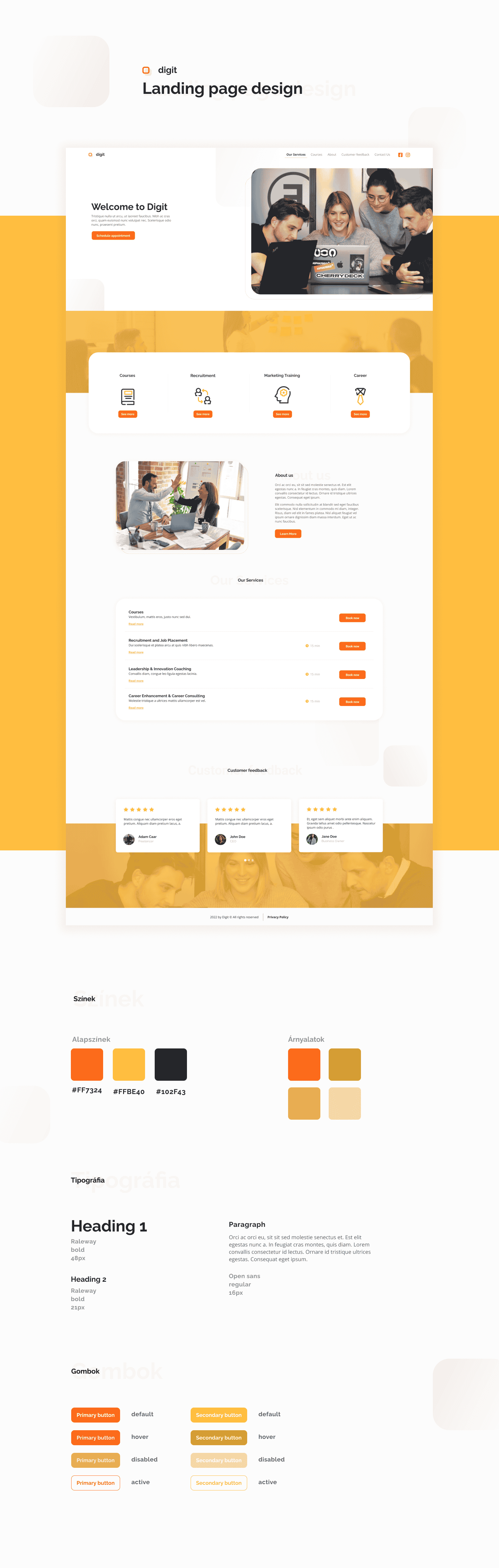 Minimal weboldal landing page