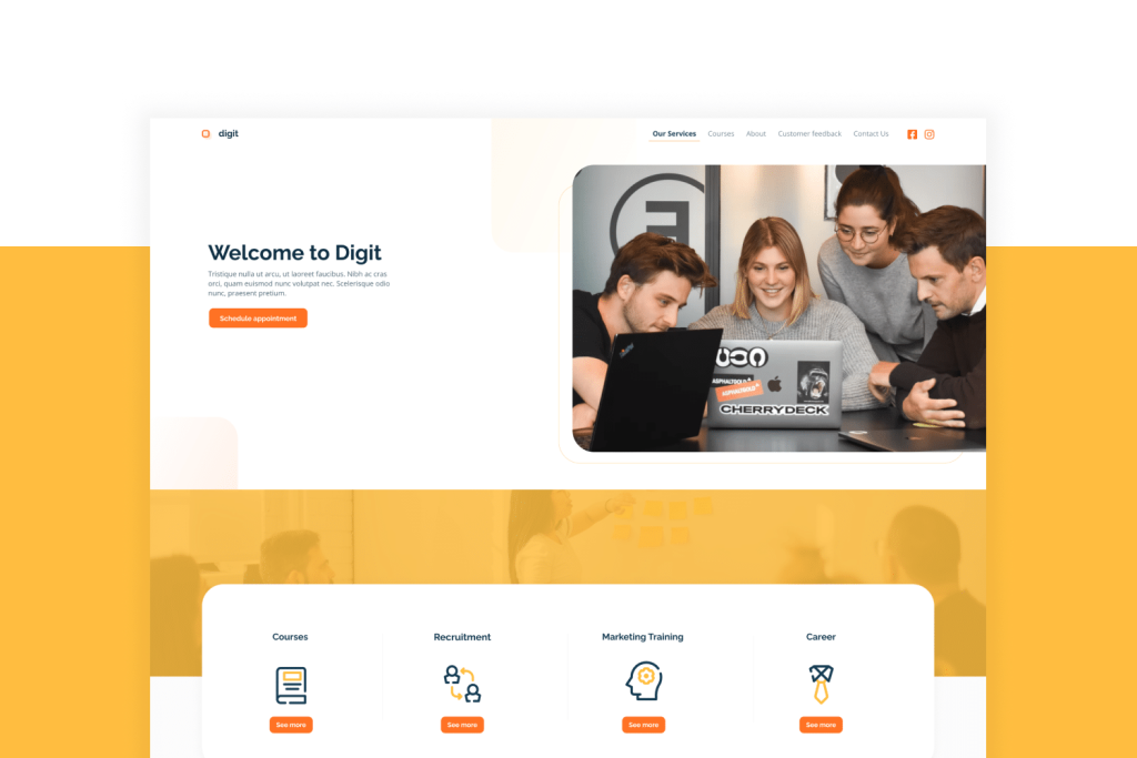 Minimal weboldal landing page