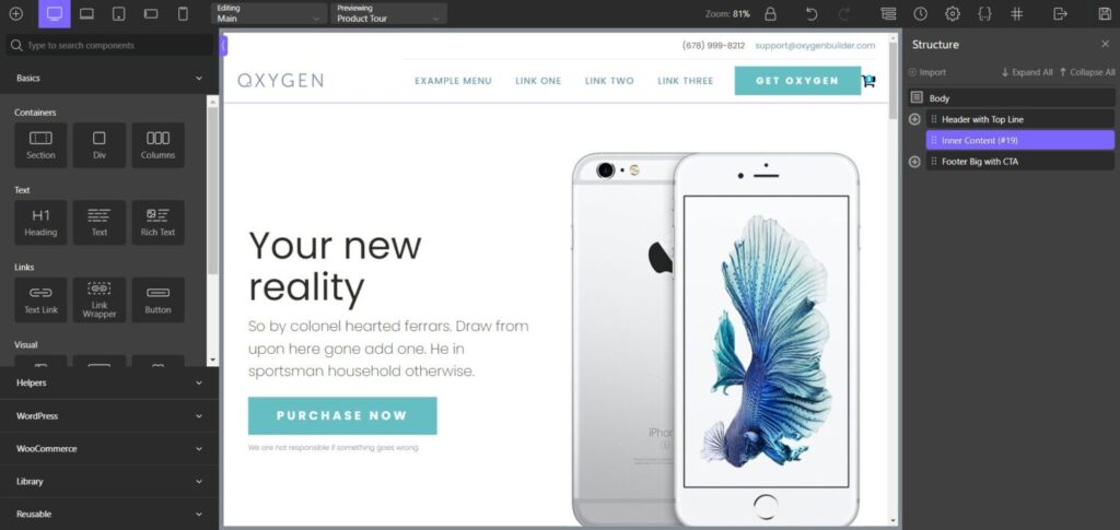 Oxygen WordPress sitebuilder